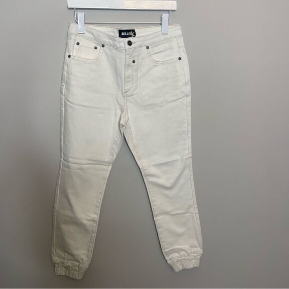 SER.O.YA DAKOTA DENIM JOGGER WHITE Size 30 New - Picture 9 of 10